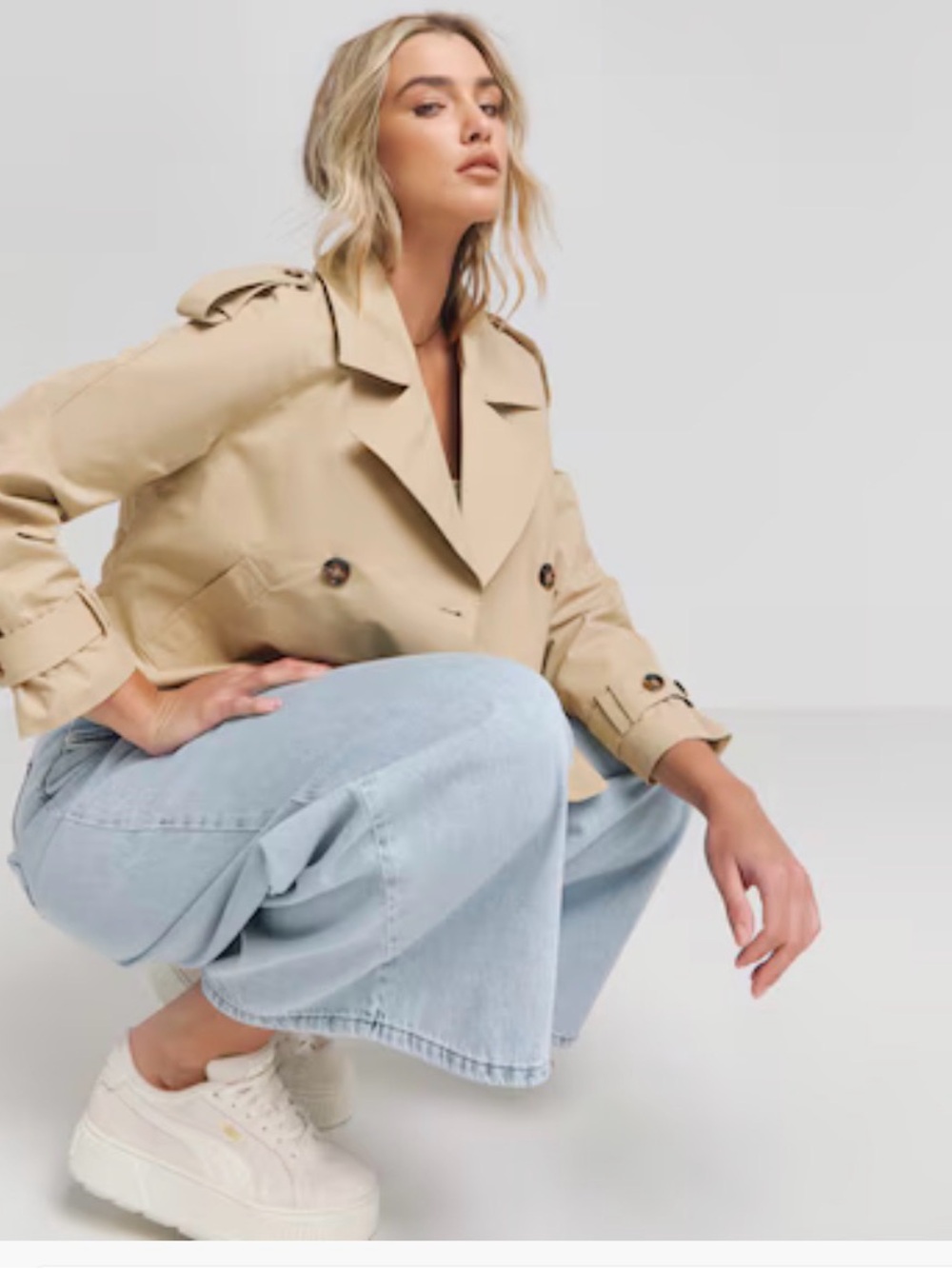 H&M Cropped Trench Coat - Beige - Picture 14 of 14